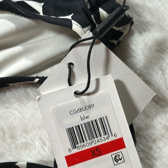 Calvin Klein Swimwear Geometric Black & White Side Tie Hipster Bikini Bottom XS - Picture 10 of 16
